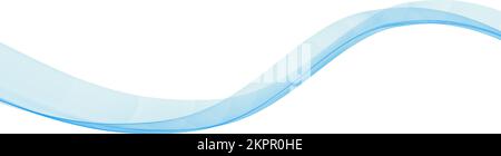 Sottile onda trasparente blu chiaro astratta su sfondo bianco. Grafica vettoriale Illustrazione Vettoriale