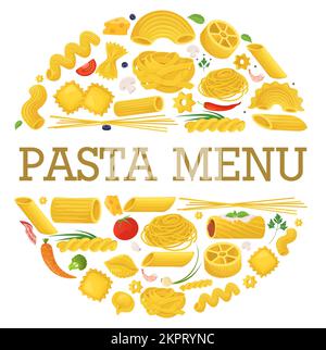 Cornice pasta vettoriale menu cucina italiana sfondo Illustrazione Vettoriale