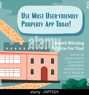 Property app, banner per applicazioni di facile utilizzo Illustrazione Vettoriale