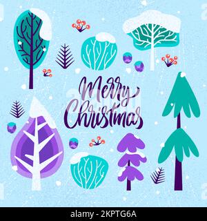 Merry Christmas Greeting Card Illustrazione Vettoriale