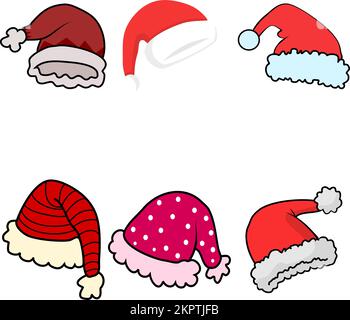 Set di cappelli Santa. Illustrazione Vettoriale