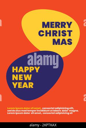 Buon Natale e felice anno nuovo in forma libera poster. Concetto grafico colorato. Illustrazione vettoriale Illustrazione Vettoriale