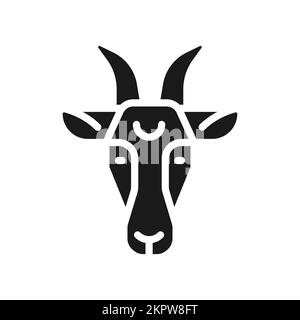 Icona glyph nero testa di capra Illustrazione Vettoriale