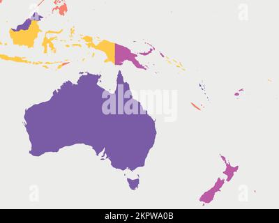 Australia e Oceania. Mappa politica dettagliata della regione australiana e del pacifico Illustrazione Vettoriale