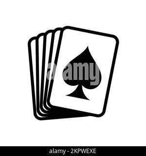 poker carte blackjack asso di picche nero stilizzato semplice logo simbolo icona vettore isolato su sfondo bianco Illustrazione Vettoriale