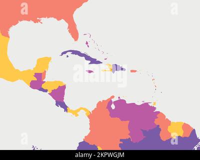 Mappa vuota dell'America centrale. Mappa politica dettagliata della regione dell'America centrale e dei Caraibi Illustrazione Vettoriale