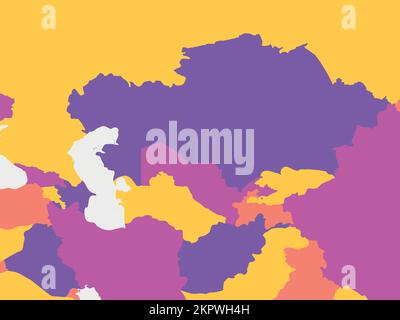 Mappa bianca dell'Asia centrale. Mappa politica dettagliata della regione dell'asia centrale Illustrazione Vettoriale