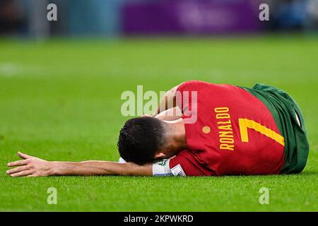 Lusail City, Qatar. 28th Nov 2022. CITTÀ DI LUSAIL, QATAR - 28 NOVEMBRE: Cristiano Ronaldo del Portogallo durante il Gruppo H - Coppa del mondo FIFA Qatar 2022 partita tra Portogallo e Uruguay al Lusail Stadium il 28 novembre 2022 a Lusail City, Qatar (Foto di Pablo Morano/BSR Agency) Credit: BSR Agency/Alamy Live News Foto Stock