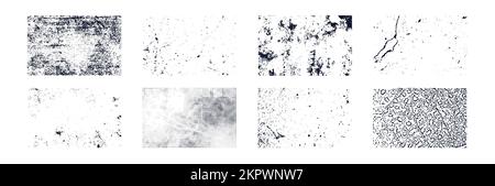 Diverse texture di vernice con spruzzi di inchiostro a goccia. Sovrappone il formato orizzontale della trama del timbro. Illustrazione Vettoriale