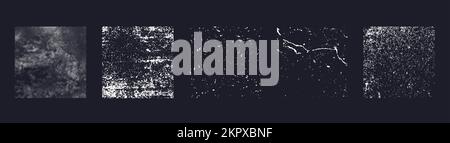 Diverse texture di vernice con spruzzi di inchiostro a goccia. Sovrappone la texture del timbro. Illustrazione Vettoriale