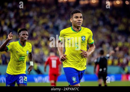 Doha, Qatar. 14th Set, 2022. 0) durante una partita tra Brasile e Svizzera, valida per la fase di gruppo della Coppa del mondo, tenutasi a Estádio 974 a Doha, Qatar. Credit: Richard Callis/FotoArena/Alamy Live News Foto Stock