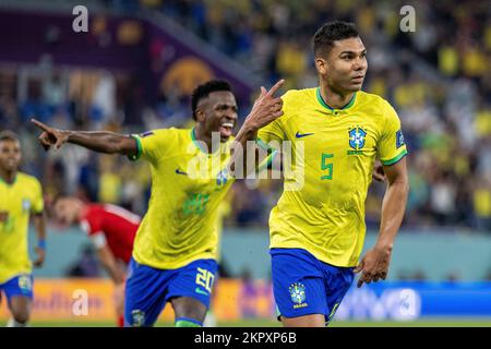 Doha, Qatar. 14th Set, 2022. 0) durante una partita tra Brasile e Svizzera, valida per la fase di gruppo della Coppa del mondo, tenutasi a Estádio 974 a Doha, Qatar. Credit: Richard Callis/FotoArena/Alamy Live News Foto Stock