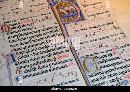 Missale possoniense, il Messale cattolico usato in quello che è oggi Bratislava. 1st terzo del 14th ° secolo. Fax. Museo della città di Bratislava. Foto Stock