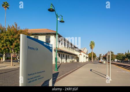 California, stazione ferroviaria Amtrak di Fresno Foto Stock