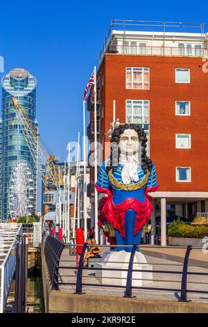 Figurehead, Gunwharf Quay, Portsmouth Harbour, Hampshire, Inghilterra, Regno Unito Foto Stock