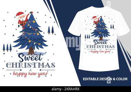 Natale significa Famiglia - Natale T-shirt Design, Vintages Tshirt, vettore, albero di Natale, Babbo Natale buon tee di Natale Illustrazione Vettoriale