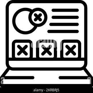 Laptop eliminazione vettore contorno icona multimediale. Eliminazione Web. Rete di persone Illustrazione Vettoriale