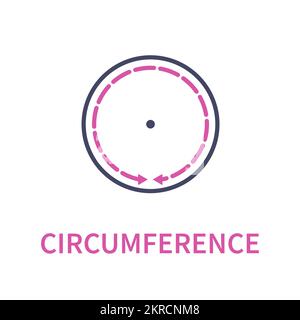 Icona del diagramma geometrico del cerchio della circonferenza Illustrazione Vettoriale