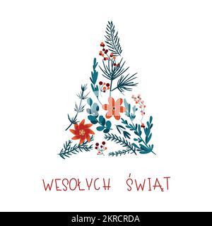 Scritta a mano Winter Greeting Card in polacco Illustrazione Vettoriale