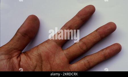 Chiudere il palmo sinistro con le linee del palmo Foto Stock