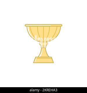 Clip di illustrazione vettoriale della coppa del trofeo d'oro. Simbolo di vittoria, primo posto classifica, concetto di vincitore di gioco o torneo. Primo premio. Illustrazione Vettoriale