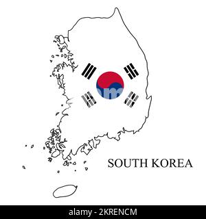 Illustrazione del vettore della mappa della Corea del Sud. Economia globale. Paese famoso. Asia orientale Illustrazione Vettoriale