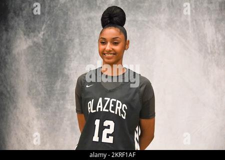 Juju Watkins durante la giornata dei media di basket del Sierra Canyon mercoledì 12 ottobre 2022, a Chatsworth, California (Dylan Stewart/Image of Sport) Foto Stock