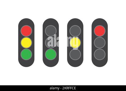 Semaforo vettore impostato isolato. Luci per la circolazione su strada. Illustrazione Vettoriale