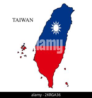 Illustrazione del vettore della mappa di Taiwan. Economia globale. Paese famoso. Regione della Cina. Illustrazione Vettoriale