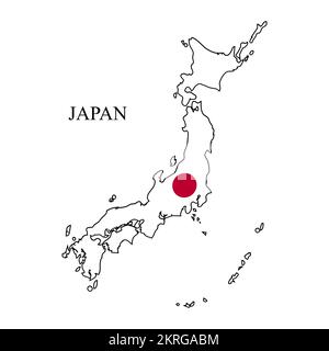 Illustrazione del vettore della mappa per il Giappone. Economia globale. Paese famoso. Asia orientale Illustrazione Vettoriale