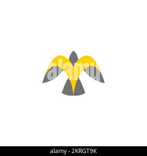 lettera m forma di uccello semplice vettore geometrico logo Illustrazione Vettoriale