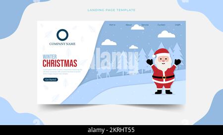 Disegno del taglio della carta per Natale di inverno con il modello della pagina di atterraggio di babbo natale, disposizione semplice del concetto di disegno della pagina di fotoricettore per gli sfondi di Web site Illustrazione Vettoriale