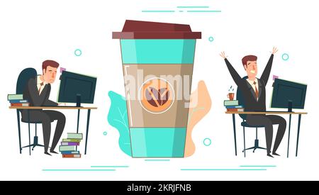 Concetto vettoriale di energia del caffè per banner web, pagina web Illustrazione Vettoriale