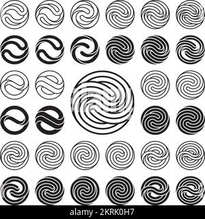 Modello logo. Set di modelli con logo a cerchio ondulato. Illustrazione vettoriale Illustrazione Vettoriale
