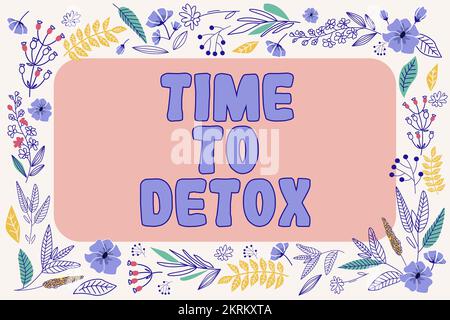 Scrittura del testo tempo a Detox, momento del concetto del Internet per la salute di nutrizione di dieta il trattamento di dipendenza pulisce Foto Stock