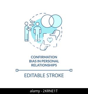 Bias di conferma nelle relazioni icona concetto turchese Illustrazione Vettoriale