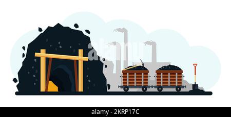 Industria mineraria e vettore di trasporto di pile di carbone Illustrazione Vettoriale