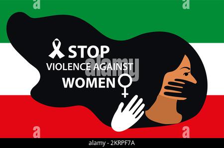 protesta donne iraniane disegno illustrazione e grida fermare la violenza Illustrazione Vettoriale