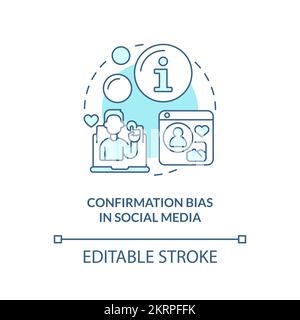 Bias di conferma nell'icona del concetto turchese dei social media Illustrazione Vettoriale