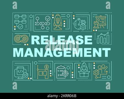 Banner verde scuro dei concetti relativi alla gestione del rilascio Illustrazione Vettoriale