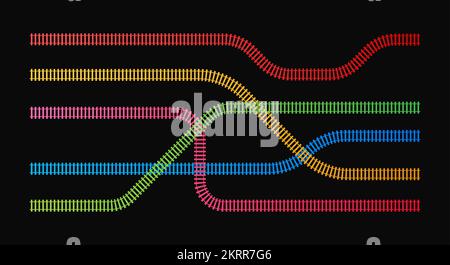Binari ferroviari. Binario ferroviario. Rotaie e traversine. Illustrazione del vettore. Illustrazione Vettoriale