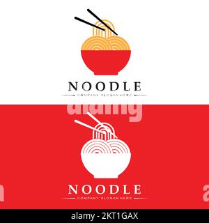 Logo noodle, vettore alimentare asiatico, design adatto per negozi e ristoranti Ramen Noodle Illustrazione Vettoriale