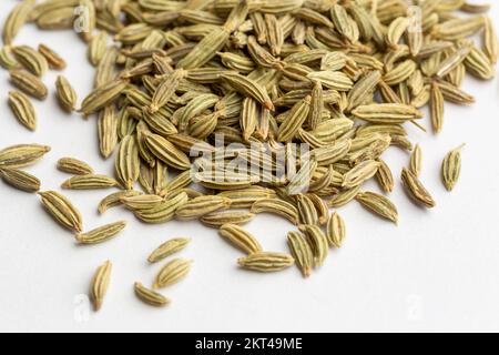Primo piano di semi di finocchio essiccati Foto Stock