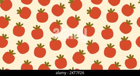 un'immagine semplificata della frutta. Illustrazione dei motivi che utilizzano il pomodoro. Illustrazione vettoriale Illustrazione Vettoriale