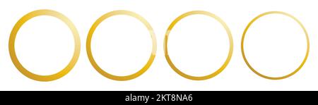 Cerchio dorato con pennello dorato su sfondo bianco. Set di pennellate rotonde. Illustrazione vettoriale Illustrazione Vettoriale