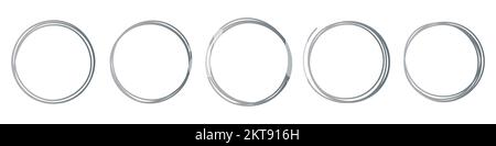 Set di cornici circolari disegnate a mano su sfondo bianco. Illustrazione vettoriale Illustrazione Vettoriale