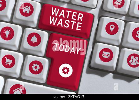 Testo scritto a mano Water Waste, Word scritto su liquido che è stato utilizzato come parte di un processo industriale Foto Stock