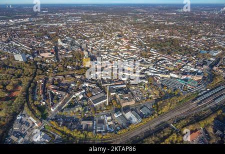 Vista aerea, vista centro città vecchia, torre delle telecomunicazioni, grattacielo di Amburgo Mannheim, città vecchia, Gelsenkirchen, Zona della Ruhr, Renania settentrionale-Vestfale Foto Stock