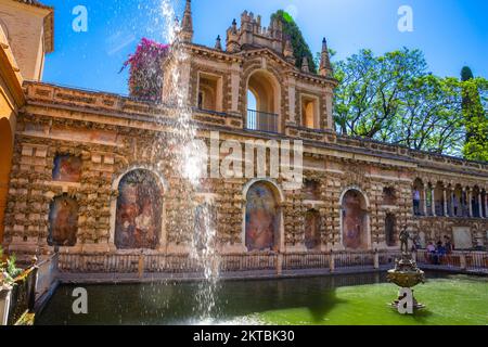 Giardini reali di Alcazar a Siviglia. Andalusia, Spagna Foto Stock