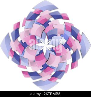 Sfondo decorativo con effetto vortice. Oggetto astratto con spiralatura verso l'interno su White Illustrazione Vettoriale